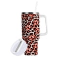 thumbnail image 1 of Yayeee 30oz Stainless Steel Tumbler with Straw and Handle Double-Wall Insulated Travel Water Bottle, Orange Floral Leopard Pattern, 1 of 8