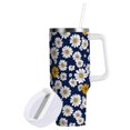 thumbnail image 1 of Yayeee 30oz Stainless Steel Tumbler with Straw and Handle Double-Wall Insulated Travel Water Bottle, Retro Daisy Pattern, 1 of 8