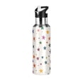 thumbnail image 1 of Yayeee 33oz Insulated Water Bottle Double Wall Stainless Steel with Flip Straw Lid, Beige Stars, 1 of 7