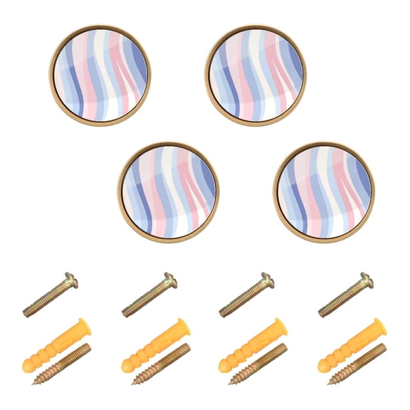 Yayeee 4 Pack Cabinet Knobs with Screws Round Zinc Drawer Pulls for Kitchen, Abstract Pink