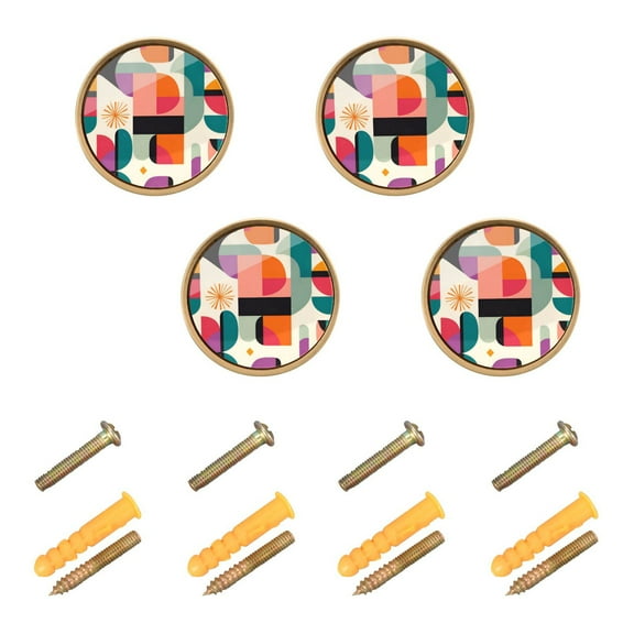 Yayeee 4 Pack Cabinet Knobs with Screws Round Zinc Drawer Pulls for Kitchen, Beige Abstract