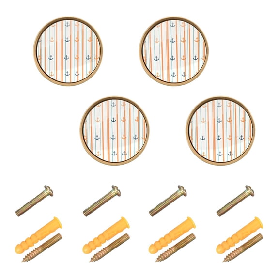 Yayeee 4 Pack Cabinet Knobs with Screws Round Zinc Drawer Pulls for Kitchen, Beige Nautical Pattern