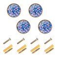 thumbnail image 1 of Yayeee 4 Pack Cabinet Knobs with Screws Round Zinc Drawer Pulls for Kitchen, Blue Daisy, 1 of 9