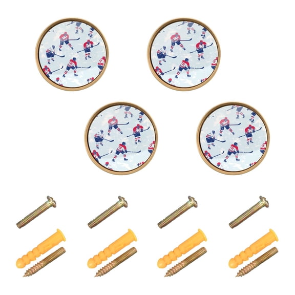 Yayeee 4 Pack Cabinet Knobs with Screws Round Zinc Drawer Pulls for Kitchen, Blue Ice Hockey
