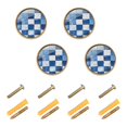 thumbnail image 1 of Yayeee 4 Pack Cabinet Knobs with Screws Round Zinc Drawer Pulls for Kitchen, Blue and Gray Plaid Pattern, 1 of 9