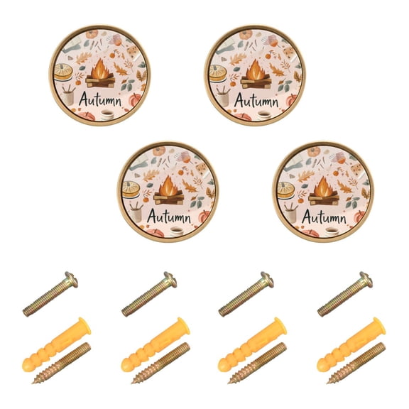Yayeee 4 Pack Cabinet Knobs with Screws Round Zinc Drawer Pulls for Kitchen, Campfire Pattern