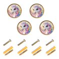 thumbnail image 1 of Yayeee 4 Pack Cabinet Knobs with Screws Round Zinc Drawer Pulls for Kitchen, Cartoon Unicorn Pattern, 1 of 9