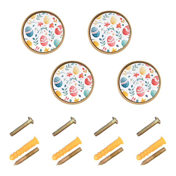 Yayeee 4 Pack Cabinet Knobs with Screws Round Zinc Drawer Pulls for Kitchen, Cute Easter Eggs