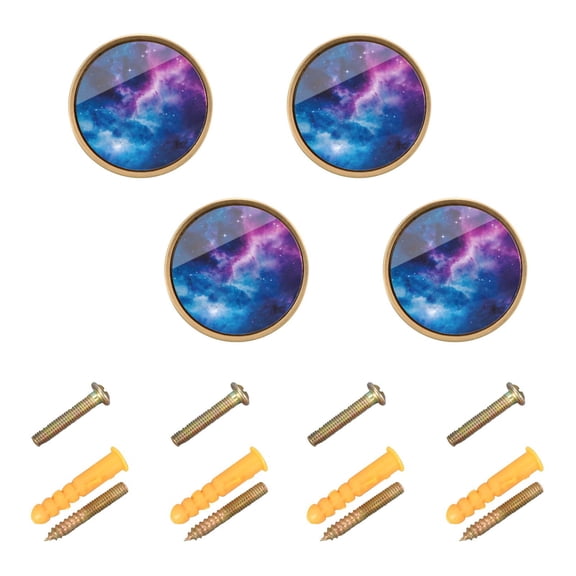 Yayeee 4 Pack Cabinet Knobs with Screws Round Zinc Drawer Pulls for Kitchen, Galaxy Pattern