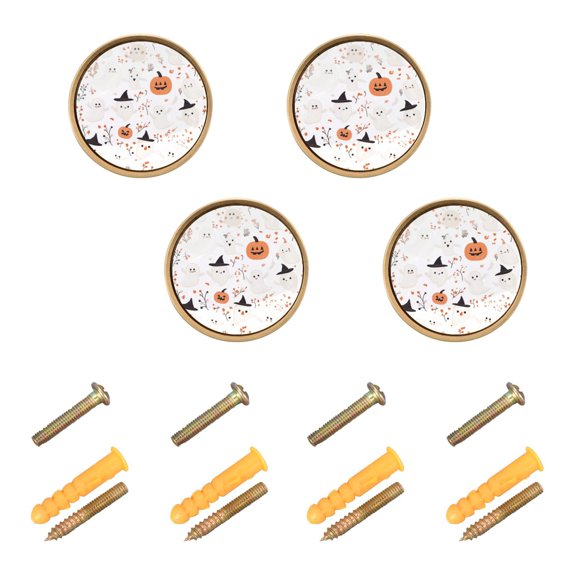 Yayeee 4 Pack Cabinet Knobs with Screws Round Zinc Drawer Pulls for Kitchen, Ghost Design