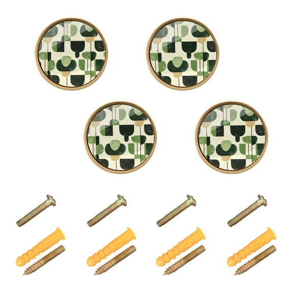Yayeee 4 Pack Cabinet Knobs with Screws Round Zinc Drawer Pulls for Kitchen, Green Circle