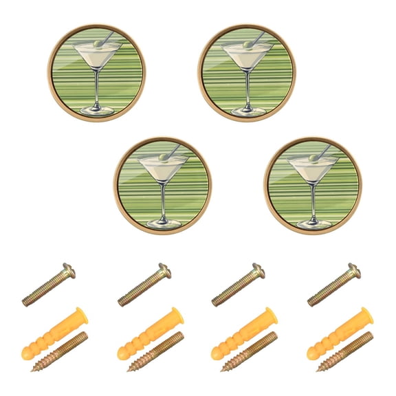 Yayeee 4 Pack Cabinet Knobs with Screws Round Zinc Drawer Pulls for Kitchen, Green Martini Glass