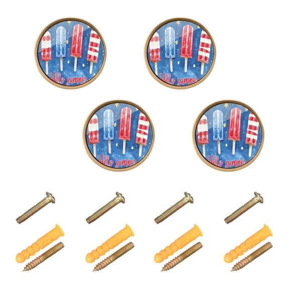 Yayeee 4 Pack Cabinet Knobs with Screws Round Zinc Drawer Pulls for Kitchen, Ice Cream Star
