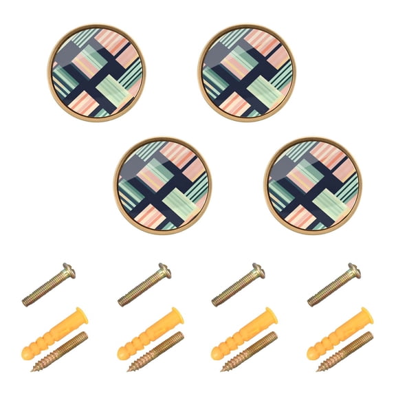 Yayeee 4 Pack Cabinet Knobs with Screws Round Zinc Drawer Pulls for Kitchen, Isometric Pink