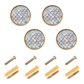 Yayeee 4 Pack Cabinet Knobs with Screws Round Zinc Drawer Pulls for Kitchen, Light Blue Shimmering Pattern