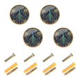 thumbnail image 1 of Yayeee 4 Pack Cabinet Knobs with Screws Round Zinc Drawer Pulls for Kitchen, Navy Blue Peacock Pattern, 1 of 9