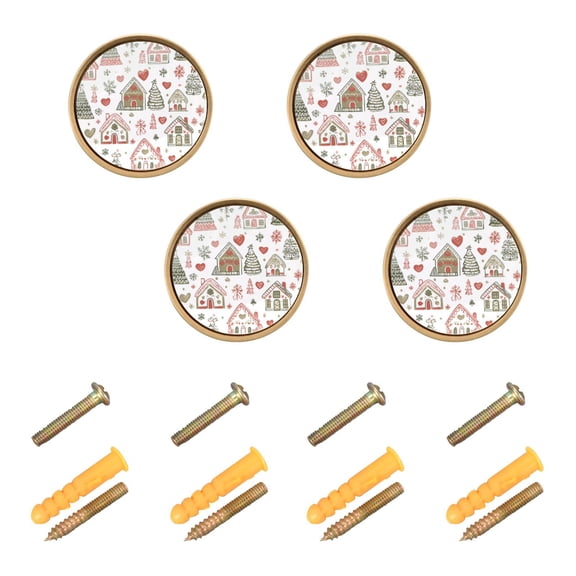 Yayeee 4 Pack Cabinet Knobs with Screws Round Zinc Drawer Pulls for Kitchen, Nordic Christmas House