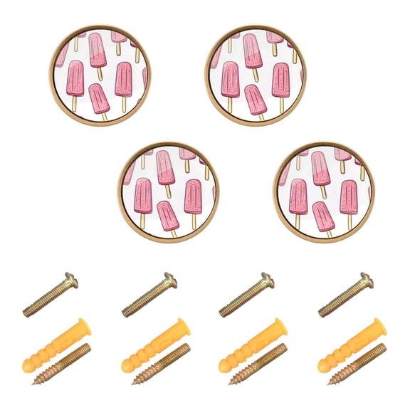 Yayeee 4 Pack Cabinet Knobs with Screws Round Zinc Drawer Pulls for Kitchen, Pink Ice Cream