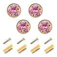 thumbnail image 1 of Yayeee 4 Pack Cabinet Knobs with Screws Round Zinc Drawer Pulls for Kitchen, Pink Leopard Heart Sunflower, 1 of 9