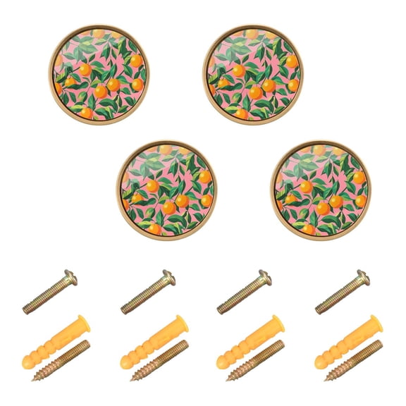Yayeee 4 Pack Cabinet Knobs with Screws Round Zinc Drawer Pulls for Kitchen, Pink Oranges