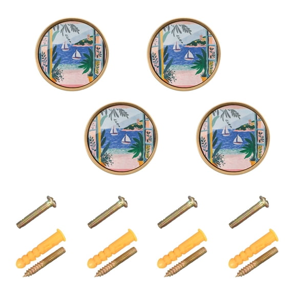 Yayeee 4 Pack Cabinet Knobs with Screws Round Zinc Drawer Pulls for Kitchen, Pink Seaside