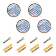 thumbnail image 1 of Yayeee 4 Pack Cabinet Knobs with Screws Round Zinc Drawer Pulls for Kitchen, Purple Art Pattern, 1 of 9