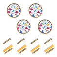 thumbnail image 1 of Yayeee 4 Pack Cabinet Knobs with Screws Round Zinc Drawer Pulls for Kitchen, Red Retro Pattern, 1 of 9