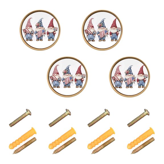 Yayeee 4 Pack Cabinet Knobs with Screws Round Zinc Drawer Pulls for Kitchen, Three Gnomes