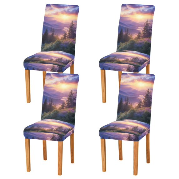 Yayeee 4 Pack Dining Chair Covers Stretch Parson Chairs Slipcovers Seat Protector, Beautiful Mountain