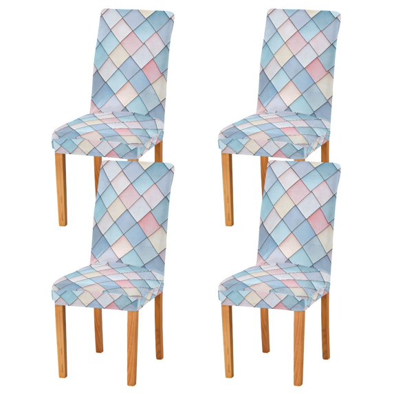 Yayeee 4 Pack Dining Chair Covers Stretch Parson Chairs Slipcovers Seat Protector, Beige Art Pattern