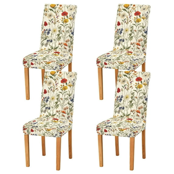 Yayeee 4 Pack Dining Chair Covers Stretch Parson Chairs Slipcovers Seat Protector, Beige Floral