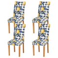 thumbnail image 1 of Yayeee 4 Pack Dining Chair Covers Stretch Parson Chairs Slipcovers Seat Protector, Beige Plaid Lemon, 1 of 6