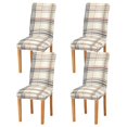 thumbnail image 1 of Yayeee 4 Pack Dining Chair Covers Stretch Parson Chairs Slipcovers Seat Protector, Beige Plaid Pattern, 1 of 6