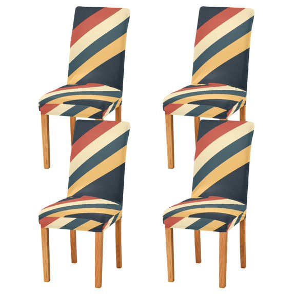 Yayeee 4 Pack Dining Chair Covers Stretch Parson Chairs Slipcovers Seat Protector, Beige Stripes