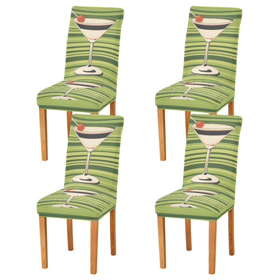 Yayeee 4 Pack Dining Chair Covers Stretch Parson Chairs Slipcovers Seat Protector, Black Martini