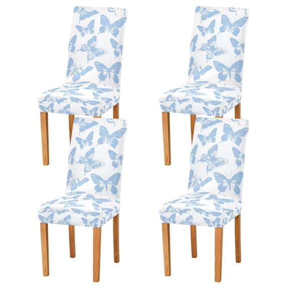 Yayeee 4 Pack Dining Chair Covers Stretch Parson Chairs Slipcovers Seat Protector, Blue Butterfly