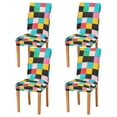 thumbnail image 1 of Yayeee 4 Pack Dining Chair Covers Stretch Parson Chairs Slipcovers Seat Protector, Blue Checkered Pattern, 1 of 6