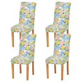 thumbnail image 1 of Yayeee 4 Pack Dining Chair Covers Stretch Parson Chairs Slipcovers Seat Protector, Blue Floral Wave, 1 of 6