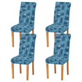 thumbnail image 1 of Yayeee 4 Pack Dining Chair Covers Stretch Parson Chairs Slipcovers Seat Protector, Blue Forest Cat Pattern, 1 of 6