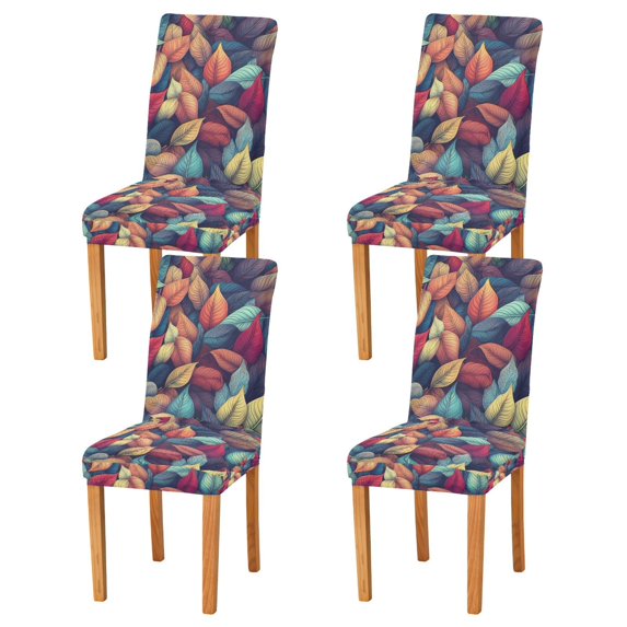Yayeee 4 Pack Dining Chair Covers Stretch Parson Chairs Slipcovers Seat Protector, Blue Vibrant Leaves Pattern