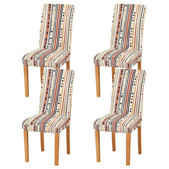 Yayeee 4 Pack Dining Chair Covers Stretch Parson Chairs Slipcovers Seat Protector, Brown Abstract Dots