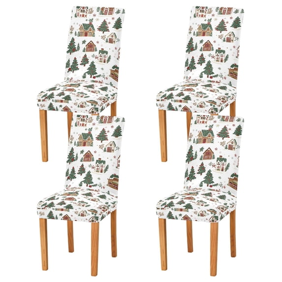 Yayeee 4 Pack Dining Chair Covers Stretch Parson Chairs Slipcovers Seat Protector, Brown Christmas House