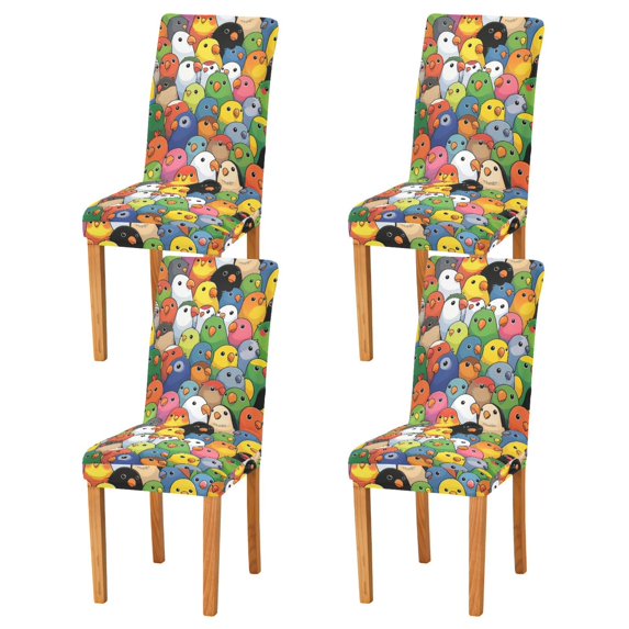 Yayeee 4 Pack Dining Chair Covers Stretch Parson Chairs Slipcovers Seat Protector, Cartoon Birds Pattern