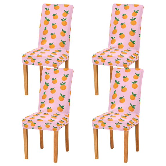 Yayeee 4 Pack Dining Chair Covers Stretch Parson Chairs Slipcovers Seat Protector, Cartoon Oranges