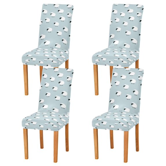 Yayeee 4 Pack Dining Chair Covers Stretch Parson Chairs Slipcovers Seat Protector, Cartoon Sheep Pattern