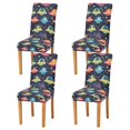 thumbnail image 1 of Yayeee 4 Pack Dining Chair Covers Stretch Parson Chairs Slipcovers Seat Protector, Cartoon Space Cat, 1 of 6