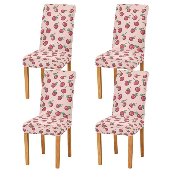 Yayeee 4 Pack Dining Chair Covers Stretch Parson Chairs Slipcovers Seat Protector, Cherries Pattern