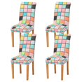 thumbnail image 1 of Yayeee 4 Pack Dining Chair Covers Stretch Parson Chairs Slipcovers Seat Protector, Colorful Checkered Pattern, 1 of 6