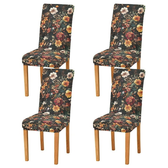 Yayeee 4 Pack Dining Chair Covers Stretch Parson Chairs Slipcovers Seat Protector, Colorful Flower