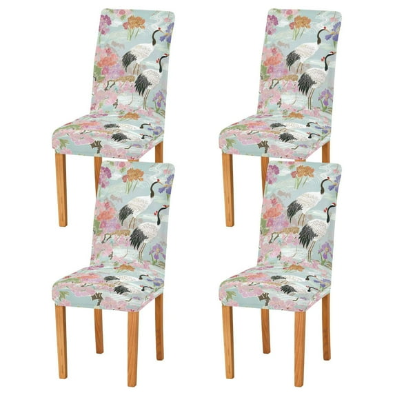 Yayeee 4 Pack Dining Chair Covers Stretch Parson Chairs Slipcovers Seat Protector, Colorful Flowers Blossoms